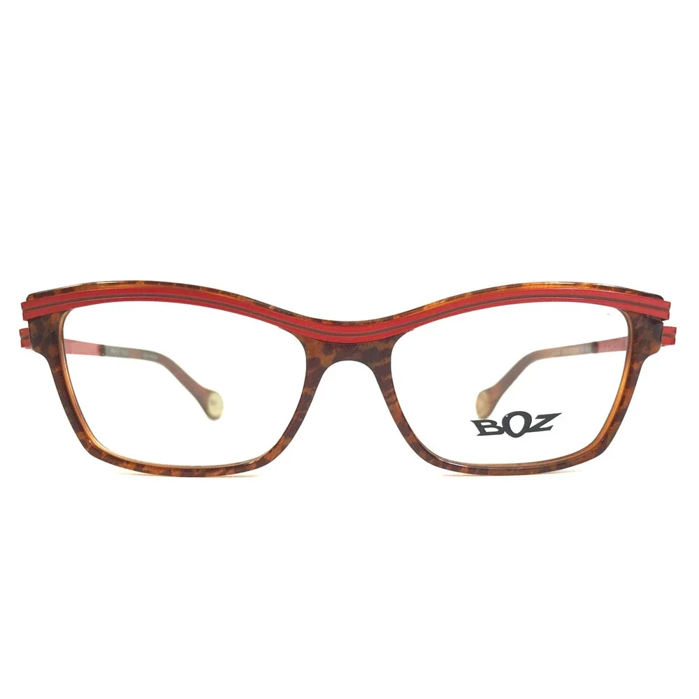 BOZ Eyeglasses Frames WOODY 9530 Brown Panther Red Matte Striped 53-15.5-135
